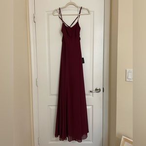 Lulus burgundy backless maxi dress